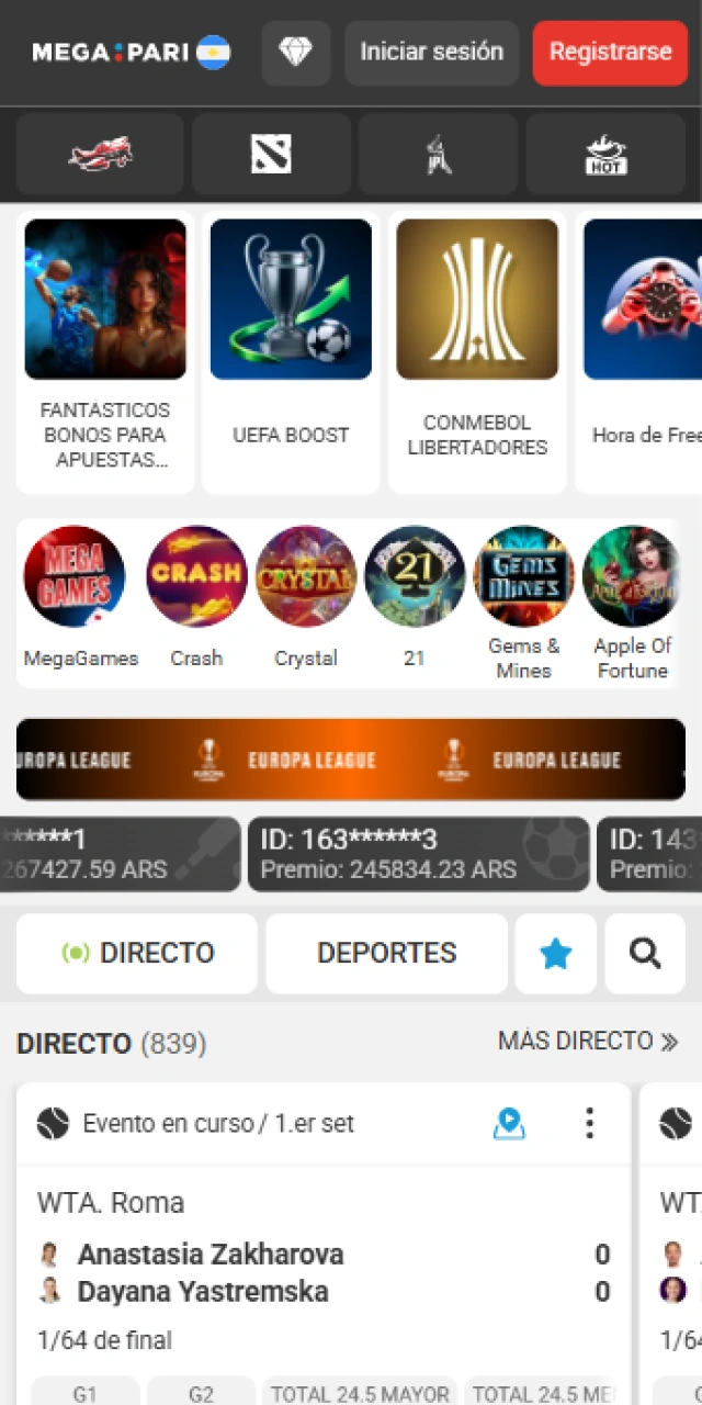 Hacé clic en el botón de descarga para iOS de MegaPari App.
