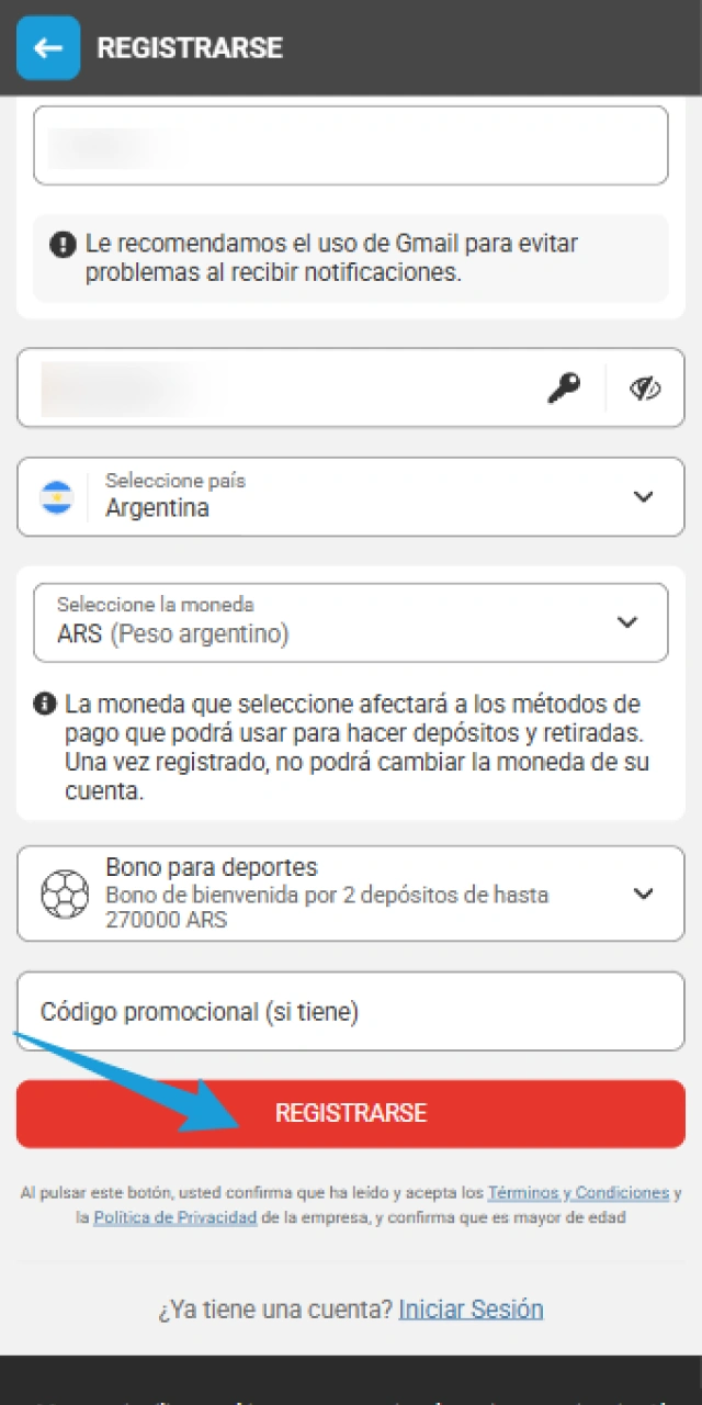 Protegé tu cuenta nueva tras el Registro en MegaPari con seguridad.
