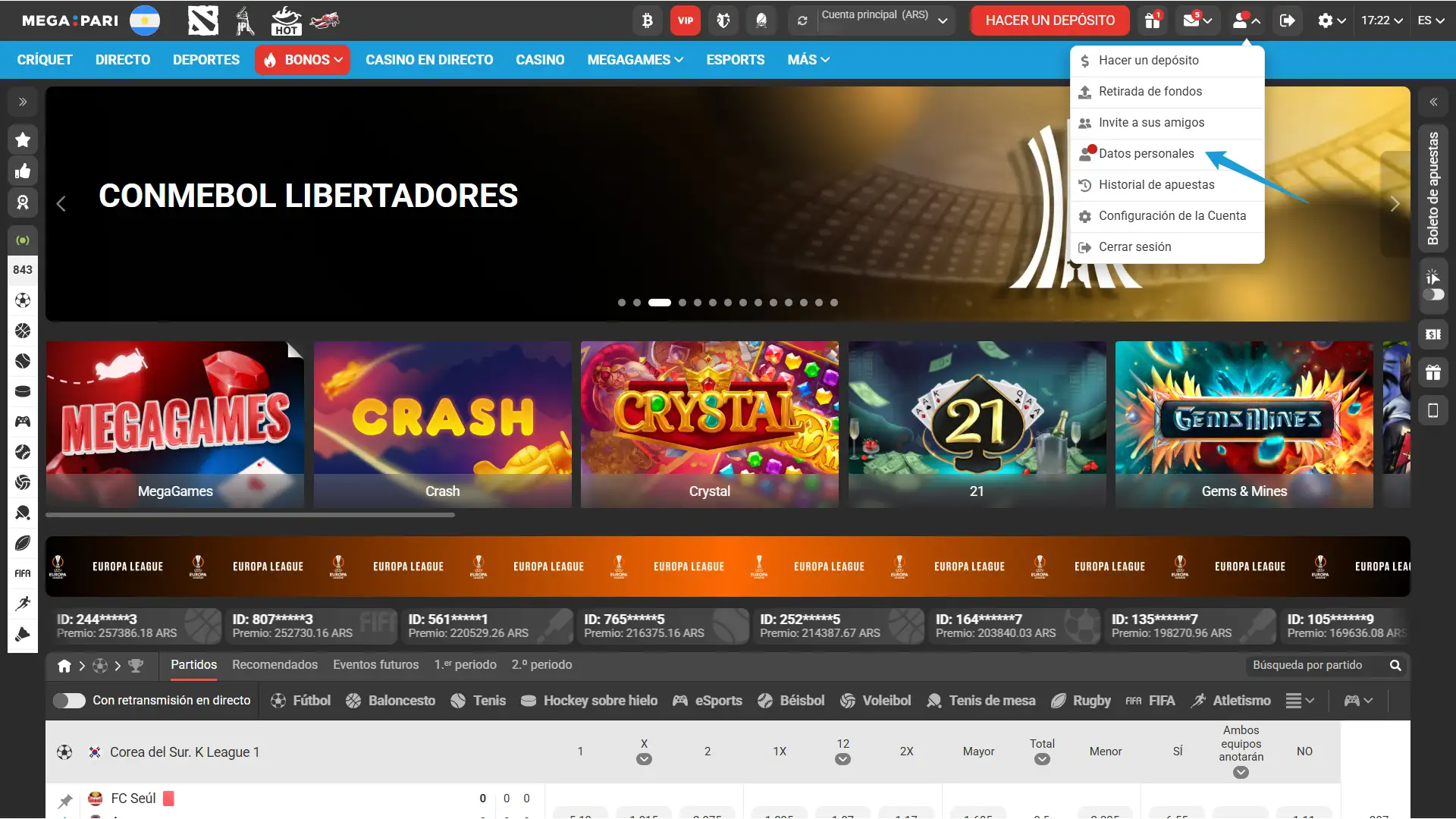 Iniciá el proceso de Verificación en MegaPari para validar tu perfil.